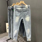 Summer New 2026 Ripped Jeans Men's Trendy Brand Casual Elastic Slim Fit Small Feet Ruffian Handsome Beggar Pencil Pants