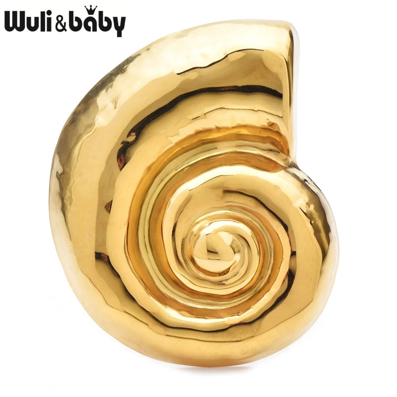 PENDRA Spiral Shell Stainless Steel Brooch