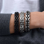 Chunky Stainless Steel Bracelets for Men,13MM Waterproof Chain Links Wristband,Trendy Punk Jewelry Gifts