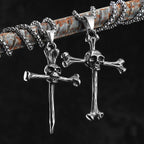 PENDRA Skull Bone Cross Steel Necklace
