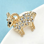 PENDRA Cute Rhinestone Goat Brooch