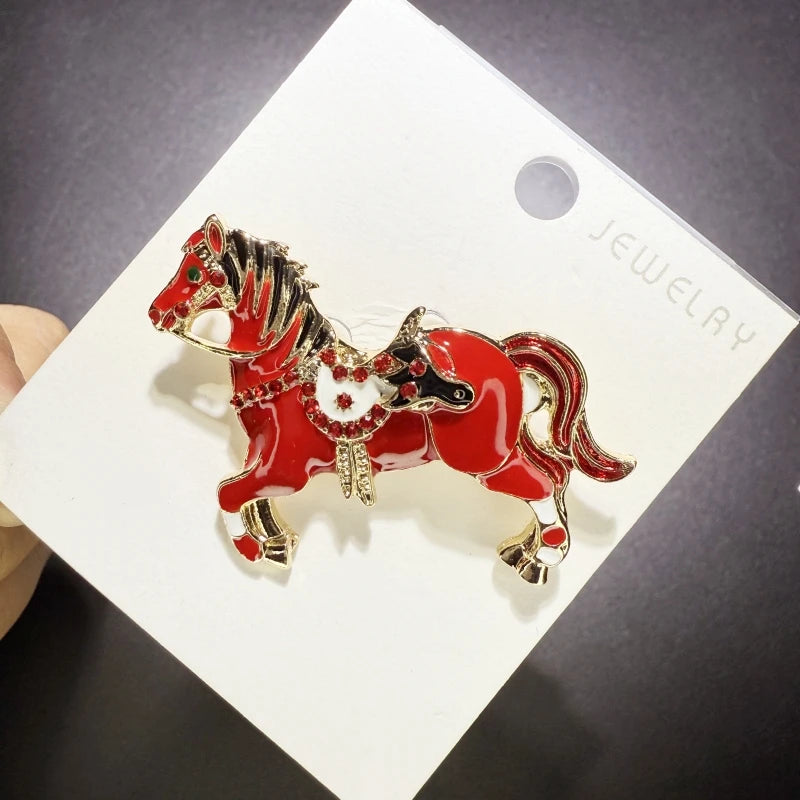 PENDRA 4-color Enamel Running Horse Brooch