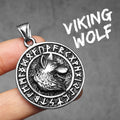 PENDRA Rune Wolf Steel Necklace