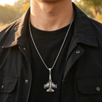 Vintage Fighter Jet Pendant Necklace for Men,Stainless Steel Military Airplane Charm Necklace,Pilot Jewelry Gift