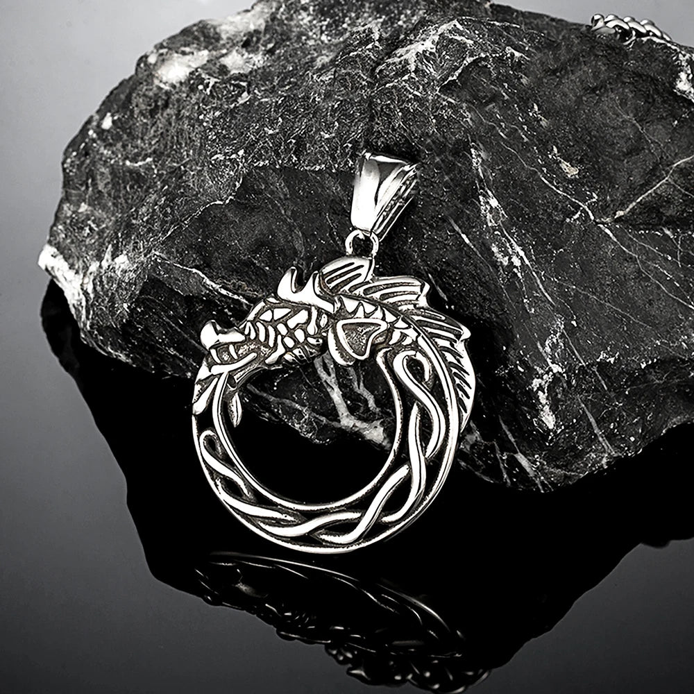 PENDRA Celtic Knot Rune Serpent Necklace