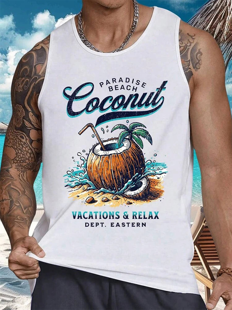 PENDRA Sleeveless Hawaiian Crew Neck Tank Beach Tank Top