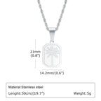 Hawaiian Tree Necklaces for Men,Stainless Steel Palm Trees Square Pendant Necklaces.Chic Stylish Jewelry Gift