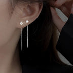 Ventfille 925 Sterling Silver Star Earring for Women Girl Simple Tassels Chain Fashion Office Jewelry Gift Dropshipping