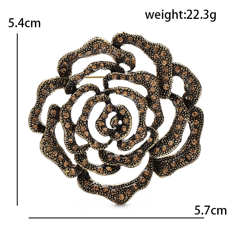 PENDRA Rosette Hollow-Out Rose Flower Brooch