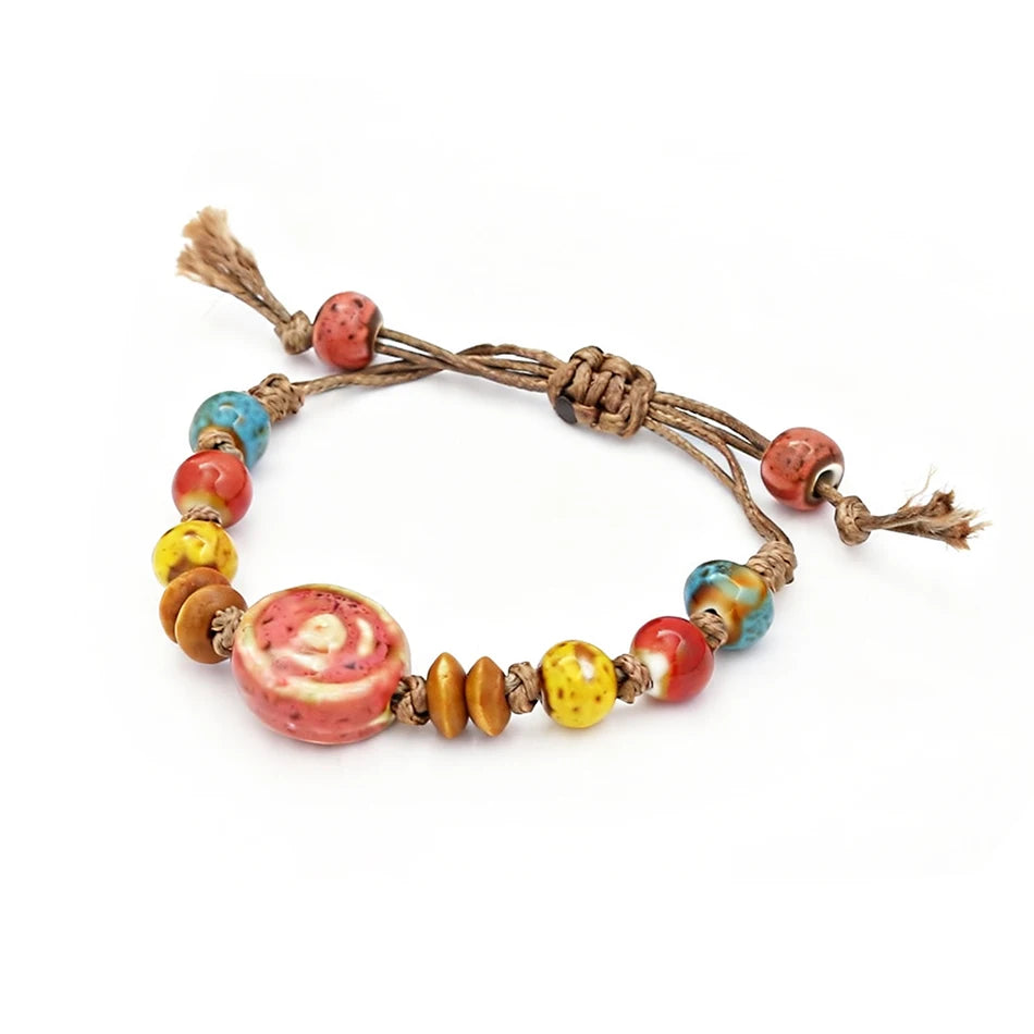 PENDRA Ceramica Light Blue Handmade Ceramic Beaded Bracelet