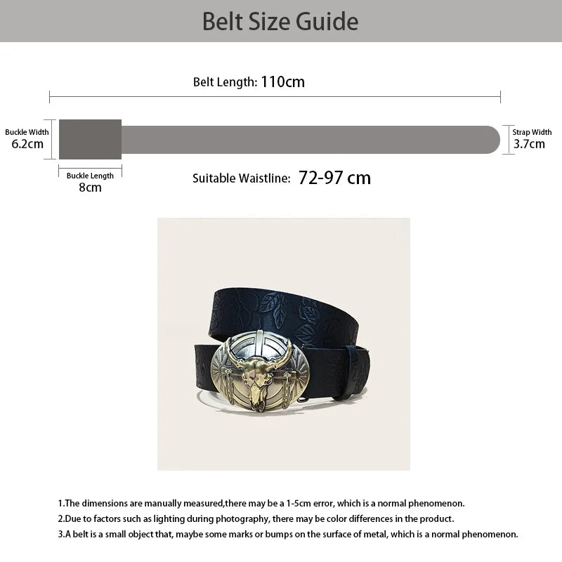 PENDRA Galaine Leather Bull Buckle Western Gothic Belt