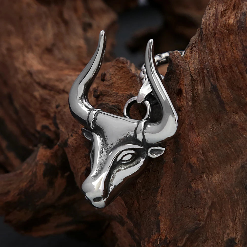 PENDRA Bullforge High Polish Stainless Steel Bull Pendant