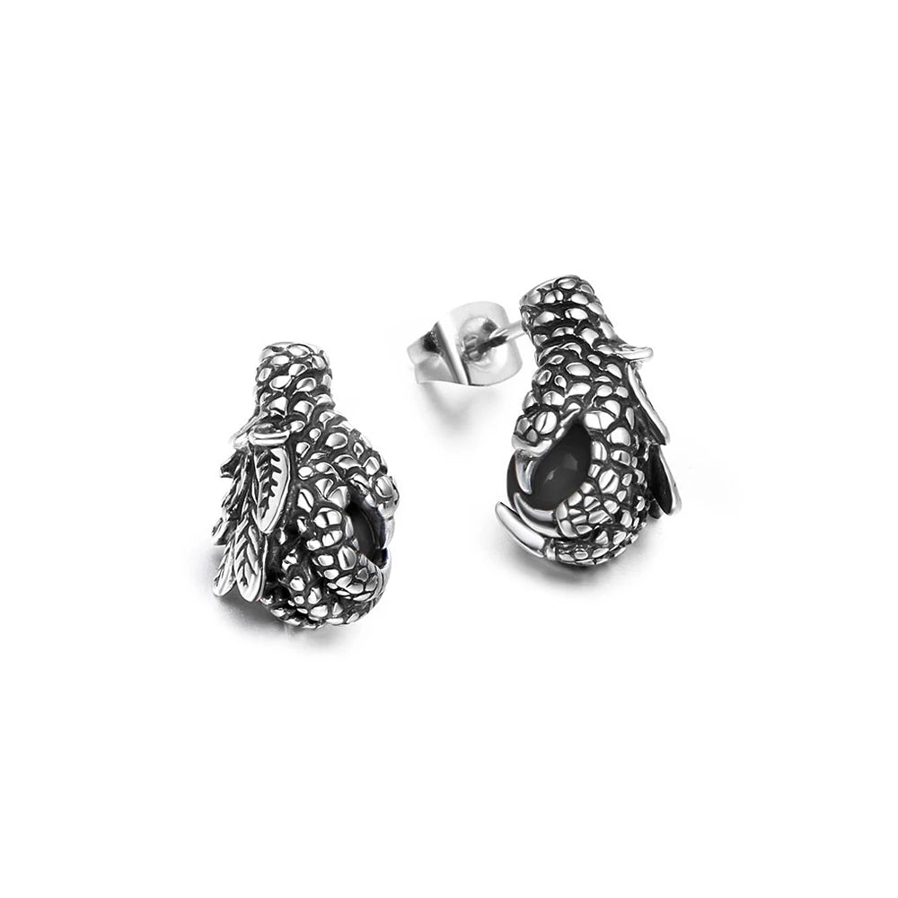 PENDRA Dragonclaw Black Red Stone Dragon Claw Earrings