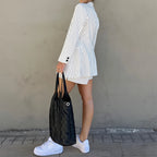 New Summer Women's Black and White Striped Casual Two-piece Set, Featuring a Long-sleeved Collared Blazer and High-waisted Shorts, Suitable for Daily Commutes and Office Occasions.
