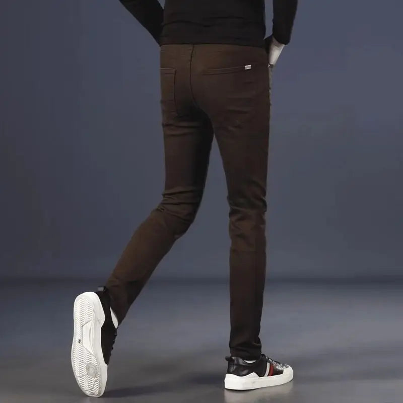 Brands Original 2026 Luxury Brands Clothing Fashion Casual Jeans Slim-fitting Pants Handsome Korean Casual Coffee Men's Pants