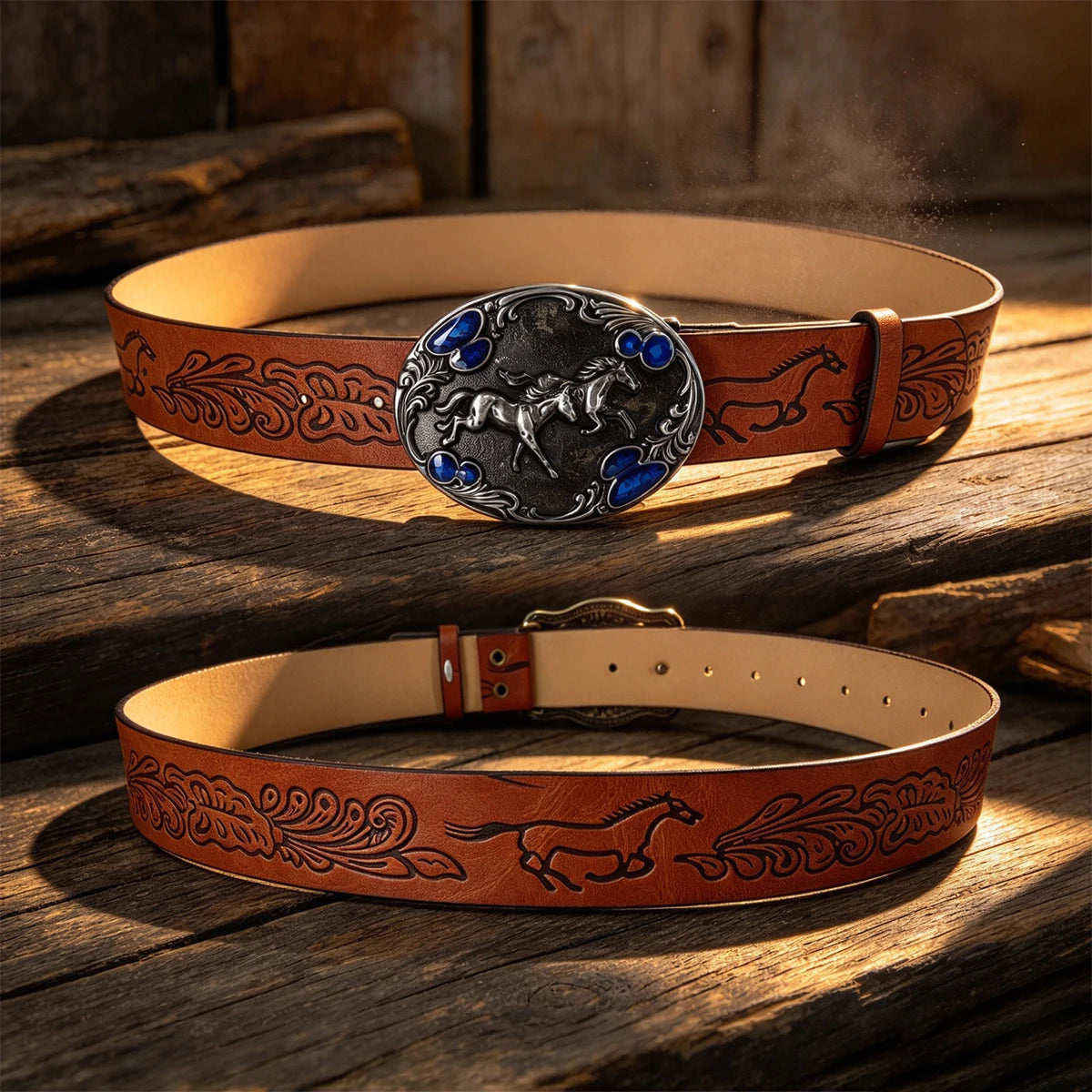 New Men's Western Cowboy Belt Horse Cool Handsome Brown PU BELT Material Embossed Design Women's Belt Retro Casual Waistband