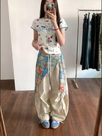 PENDRA Ribbon Patchwork High Waist Parachute Pants