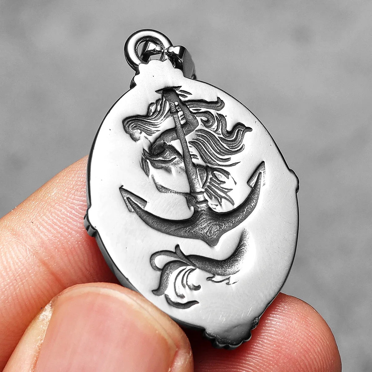 PENDRA Anchor Mermaid Steel Necklace