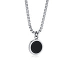 Hiphop Round Natural Stone Necklace for Men,Waterproof Stainless Steel Pendant Necklace,Birthday Party Father Gift