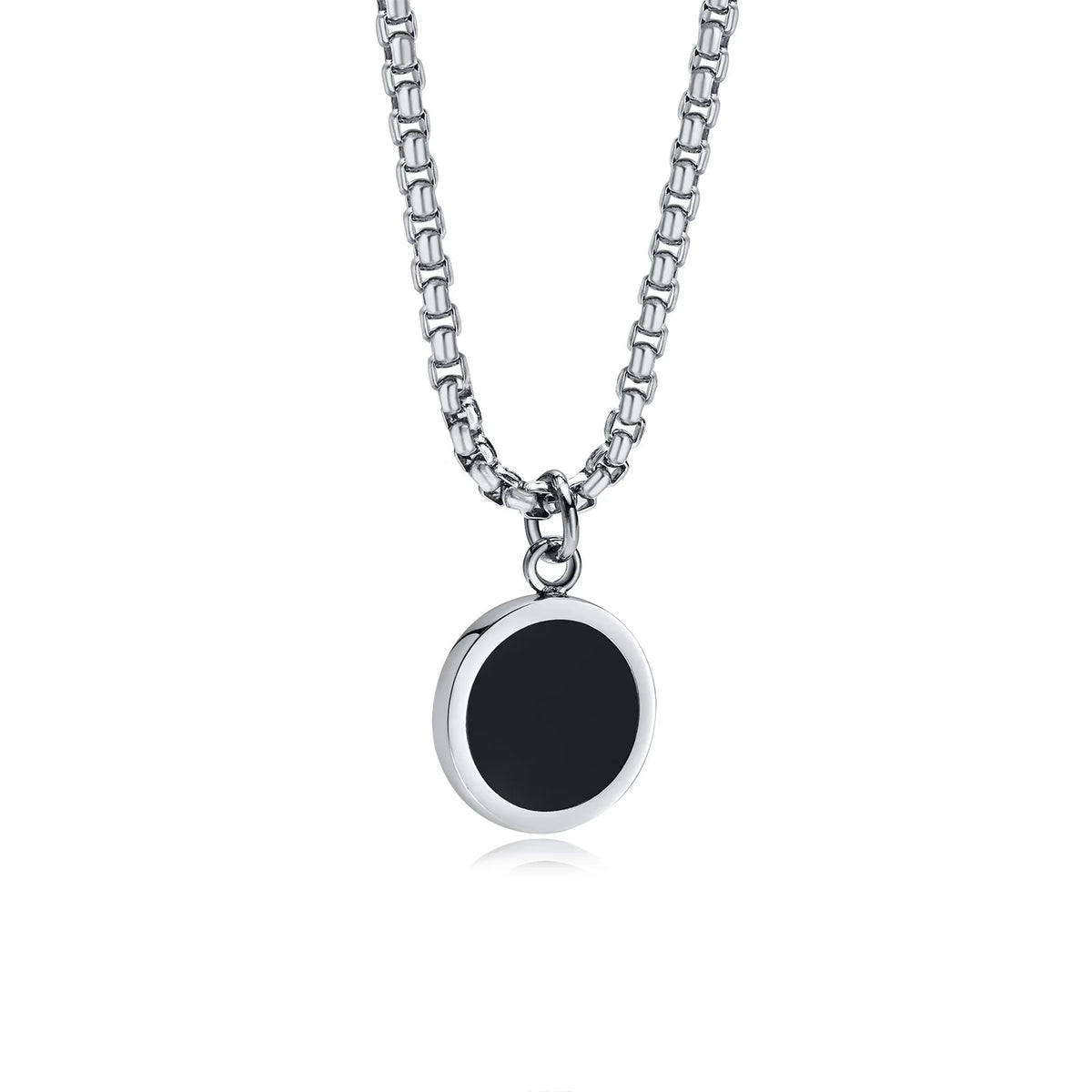 Hiphop Round Natural Stone Necklace for Men,Waterproof Stainless Steel Pendant Necklace,Birthday Party Father Gift