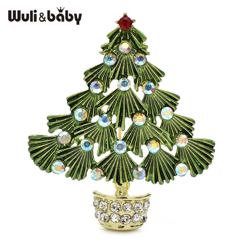 PENDRA Noelina 2-Color Enamel Christmas Tree Brooch