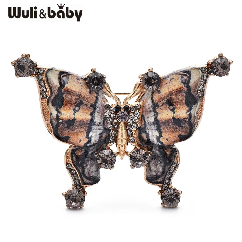 Wuli&baby Vintage Beautiful Butterfly Brooches 4-color Enamel Insects Brooch For Women's Clothes Backpack Pins Gifts