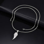 Men's Rose Wing Pendant Necklace,Never Fade Stainless Steel Wings Collars,Rock Punk Jewelry Gift