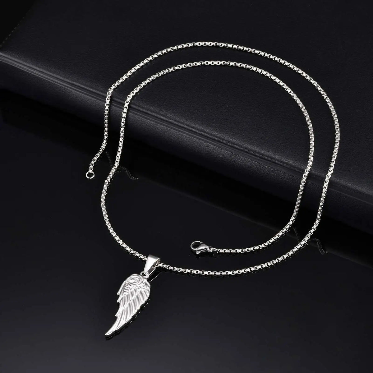 Men's Rose Wing Pendant Necklace,Never Fade Stainless Steel Wings Collars,Rock Punk Jewelry Gift