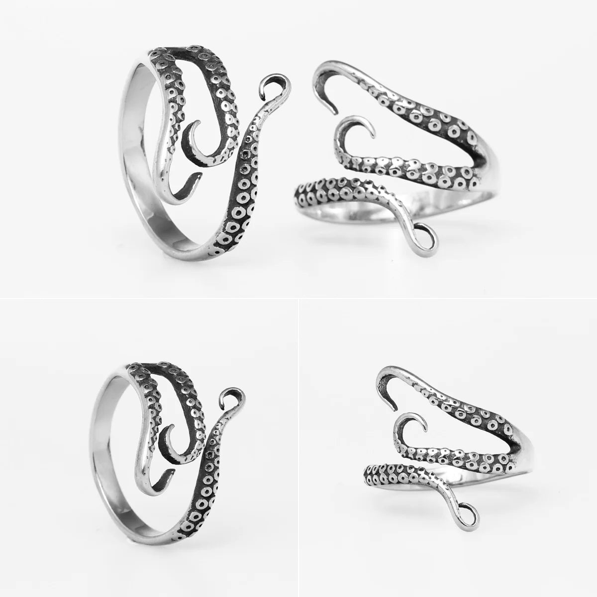 PENDRA Octopus Tentacles Couple Steel Ring