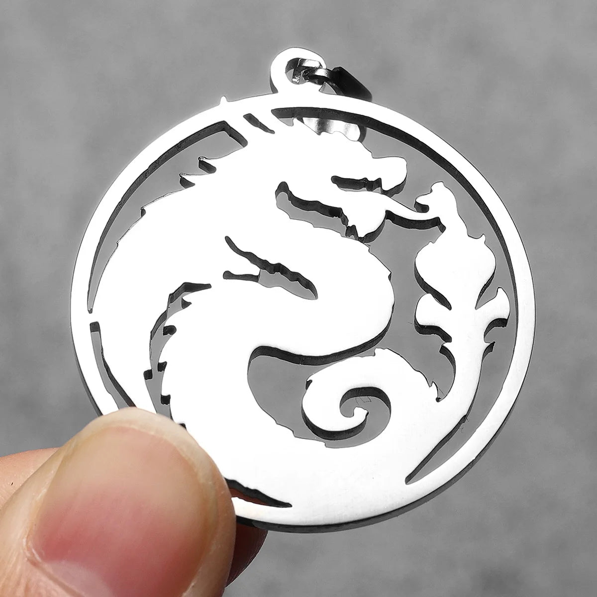 PENDRA Flying Dragon Sweater Steel Necklace