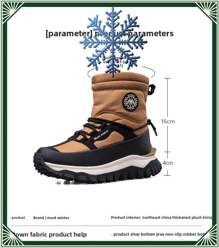 -30c Winter Waterproof Non-slip Cotton  Thick-soled Cold-proof High-top Men's Mountaineering Outdoor Thickened Warm Snow Boots