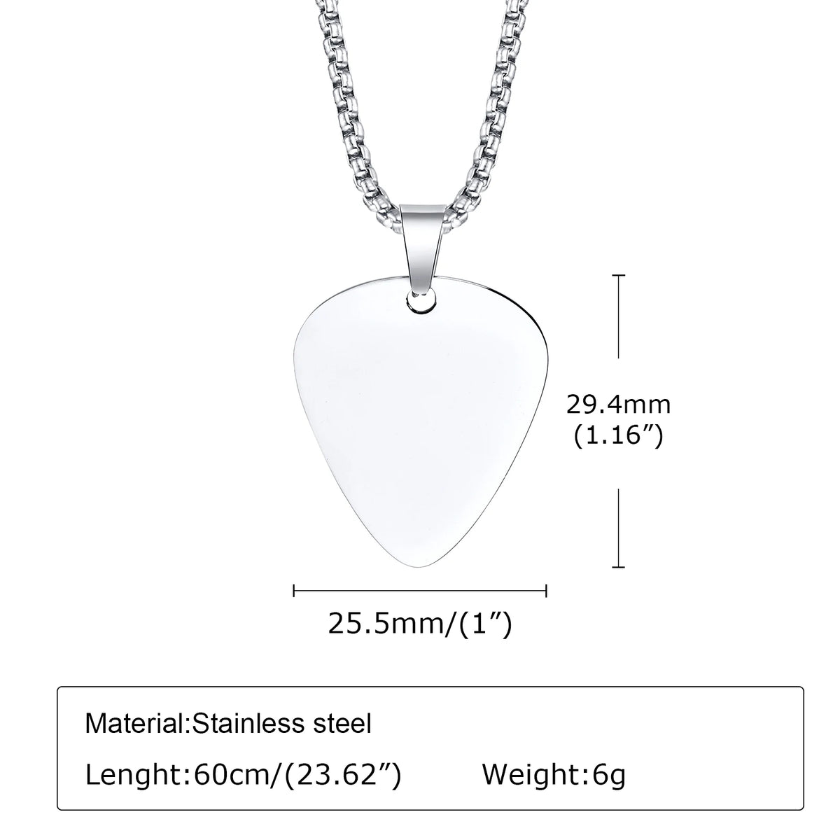 Mprainbow Unique Guitar Pick Necklace for Men Boys,Waterproof Stainless Steel Pendant Collar,Music-lovers Band Jewelry
