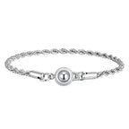 Simple Button Chain Bracelets for Men Boys,Stainless Steel Twisted Rope Chain Wristband,Causal Jewelry Gift