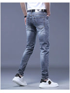 Spring Autumn Harajuku Fashion Art Craft Graphical Paintings 2000s Streetwear Male Slim Boyfriend Stylish Pants Denim Jeans Men
