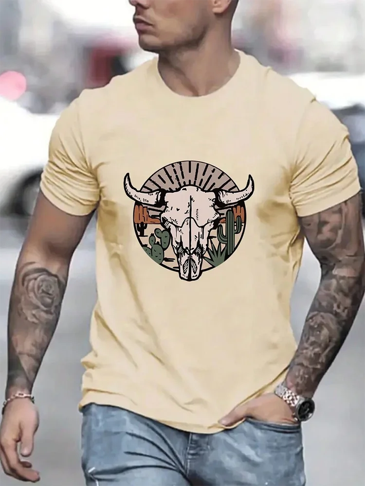 Summer Daily Casual Men's T-shirt Outdoor Street Short Sleeve Personalized Mexican Rooster Battle Print Men's Crewneck T-shirt