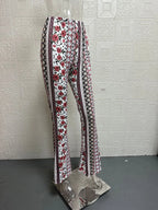 Vintage Boho Spring Floral Print Casual Pants Fashion new high elasticity tight fitting micro flared Yoga Joggers pants
