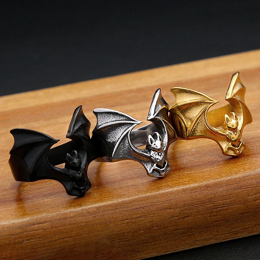 PENDRA Batgoth 316L Stainless Steel Gothic Bat Ring