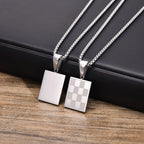PENDRA Square Checkerboard Pendant Necklace