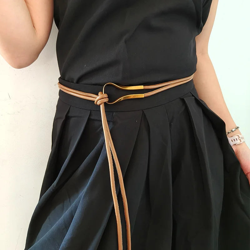 New Female Waist Chain Thin Belt Simple Decoration Tie With Dress Long Waist Rope Knotted Vintage Dresses String Waistband