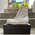 PENDRA White Eclipse White Canvas High-Top Zip Lace-Up Platform Sneakers