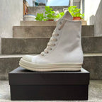 PENDRA White Eclipse White Canvas High-Top Zip Lace-Up Platform Sneakers