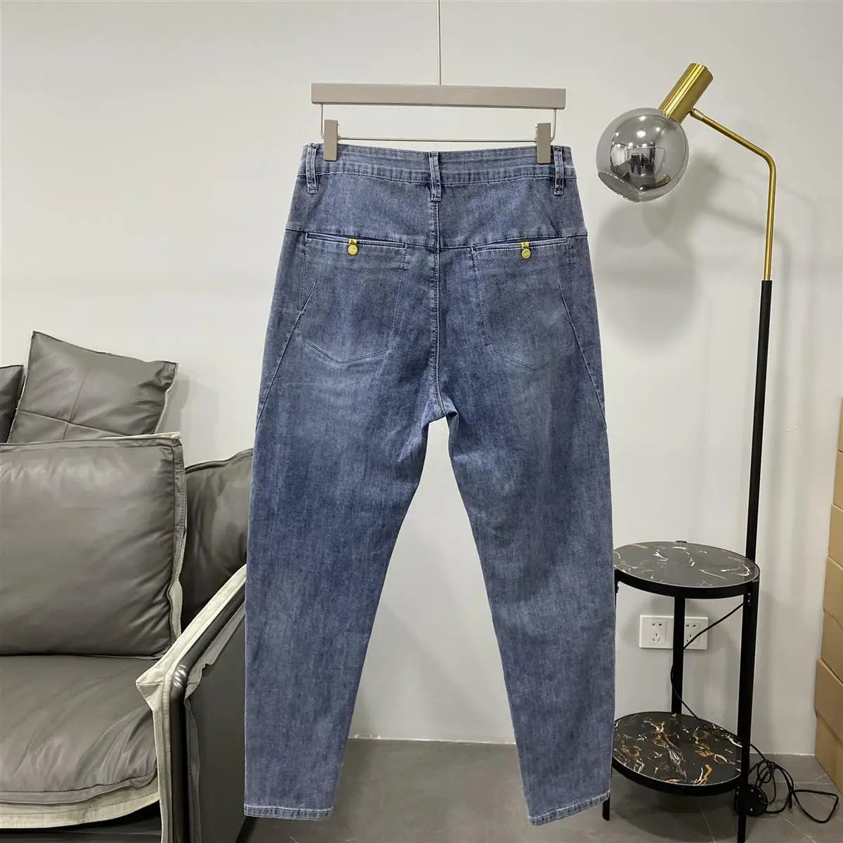 Summer Luxury Korean Style Stretch Grey Men's Slim Trousers Classic Streetwear Casual Designer Cowboy Boyfriend Jeans for Men