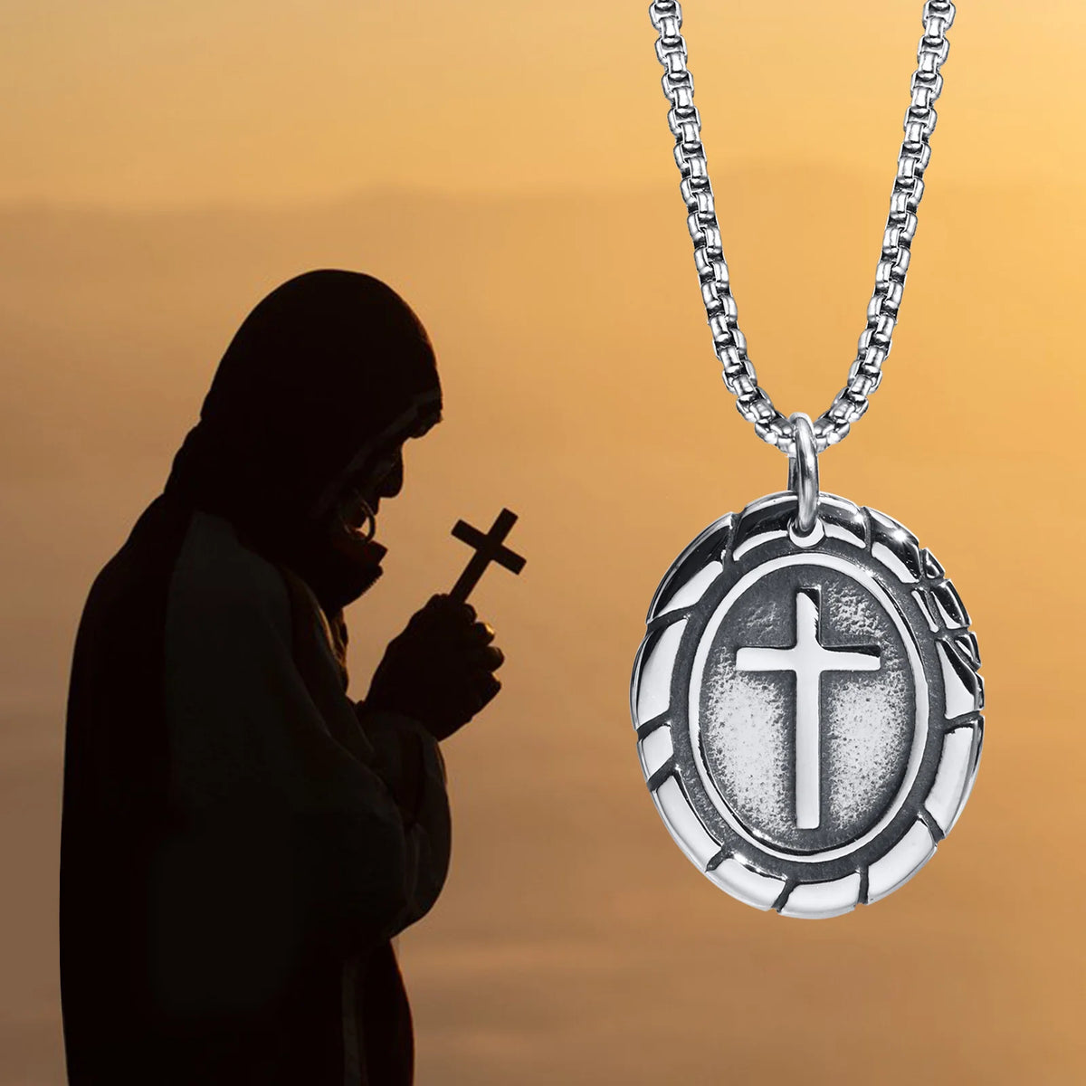 PENDRA Cross Silver Religious Pendant Necklace