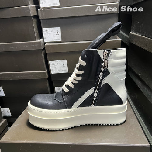 PENDRA Black Geobasket Black Leather 6cm Platform Zip Edition 2 Ankle Boots