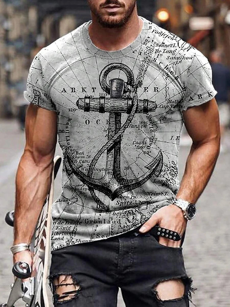 Summer Casual Everyday Men's T-shirt Outdoor Street Fashion Short-sleeved Top Father's Day Gift Monogram Printed Men's T-shirt