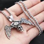 PENDRA Skullengine Gothic Skull Demon Wings Pendant
