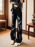 PENDRA Straight Mud Graffiti Pants