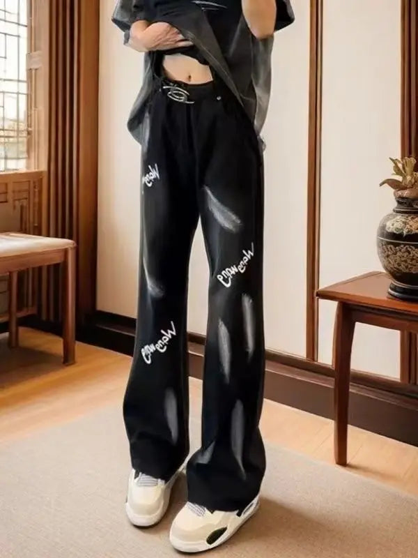 PENDRA Straight Mud Graffiti Pants
