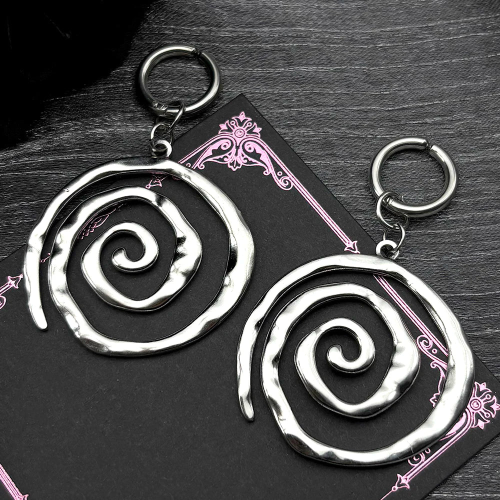 Grunge Stainless Steel Swirl Earrings Cool Korean Charms Hoop Earrings for Women Goth Fashion Accessories Cute Punk Jewelry
