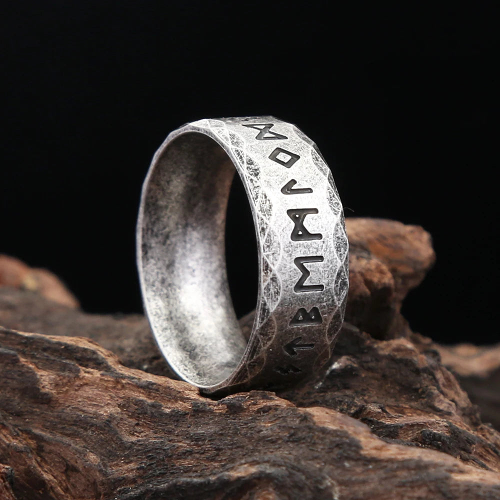 PENDRA Runering Vintage Stainless Steel Viking Rune Ring
